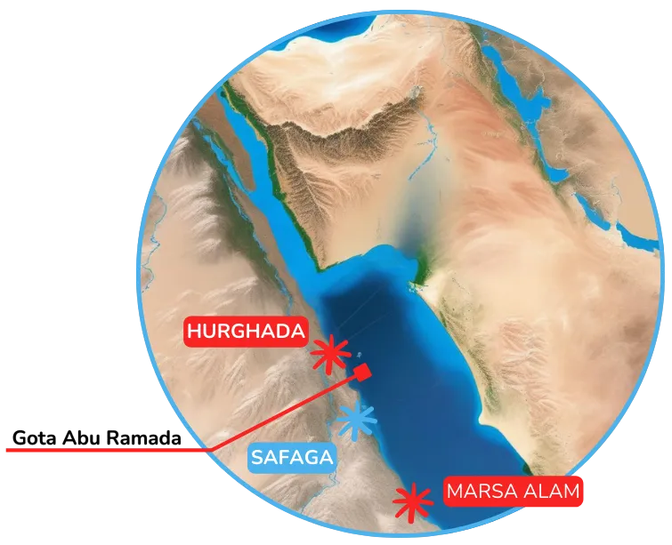 Illustrated map of a coral garden dive site.